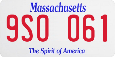 MA license plate 9SO061