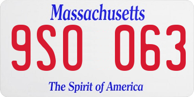 MA license plate 9SO063