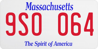 MA license plate 9SO064