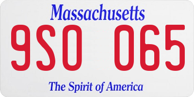 MA license plate 9SO065