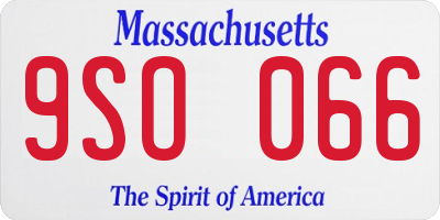 MA license plate 9SO066