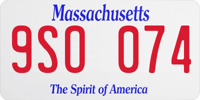 MA license plate 9SO074