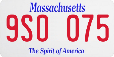 MA license plate 9SO075