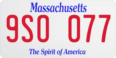 MA license plate 9SO077