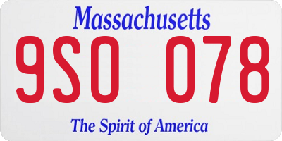 MA license plate 9SO078