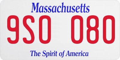 MA license plate 9SO080