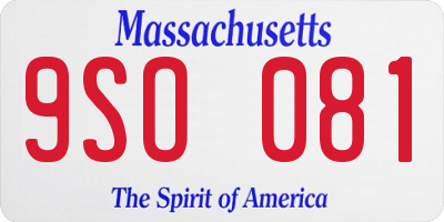 MA license plate 9SO081