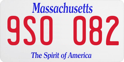 MA license plate 9SO082