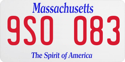 MA license plate 9SO083