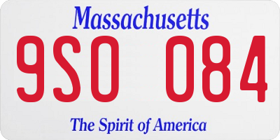 MA license plate 9SO084