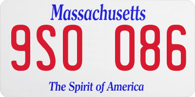 MA license plate 9SO086