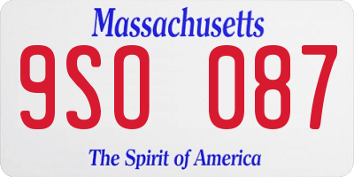 MA license plate 9SO087