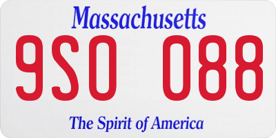 MA license plate 9SO088