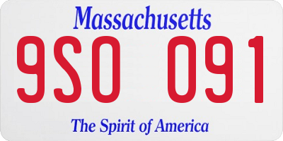 MA license plate 9SO091