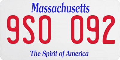 MA license plate 9SO092