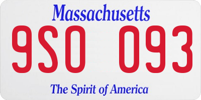 MA license plate 9SO093