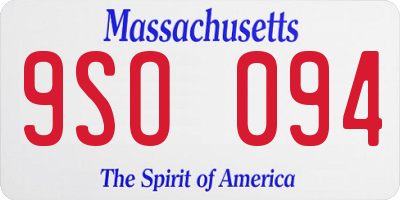 MA license plate 9SO094