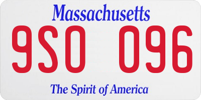 MA license plate 9SO096