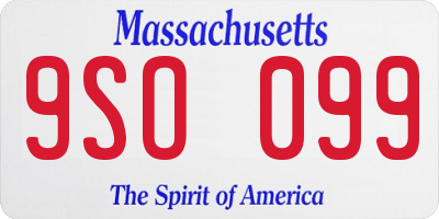MA license plate 9SO099