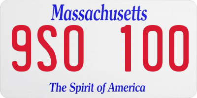 MA license plate 9SO100