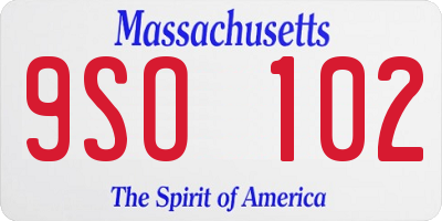 MA license plate 9SO102