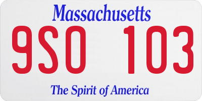 MA license plate 9SO103