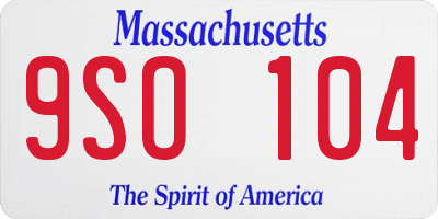 MA license plate 9SO104