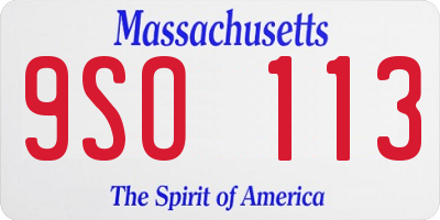 MA license plate 9SO113