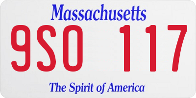 MA license plate 9SO117