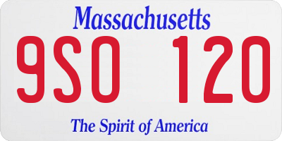 MA license plate 9SO120