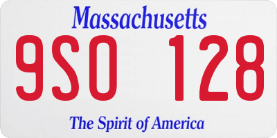 MA license plate 9SO128