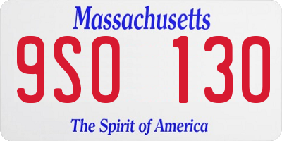 MA license plate 9SO130