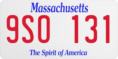 MA license plate 9SO131