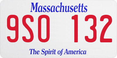 MA license plate 9SO132