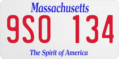 MA license plate 9SO134