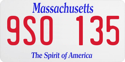 MA license plate 9SO135