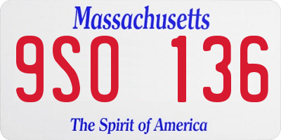 MA license plate 9SO136