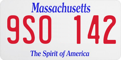 MA license plate 9SO142