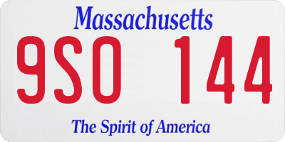 MA license plate 9SO144