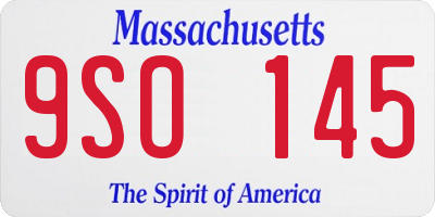 MA license plate 9SO145