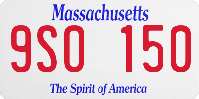 MA license plate 9SO150