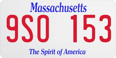 MA license plate 9SO153