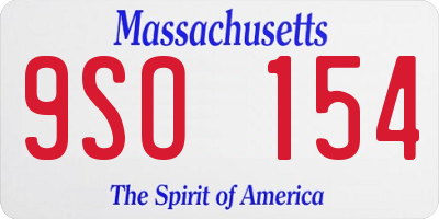 MA license plate 9SO154