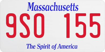 MA license plate 9SO155