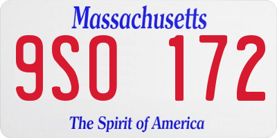 MA license plate 9SO172