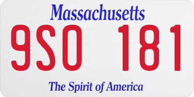 MA license plate 9SO181