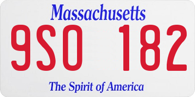 MA license plate 9SO182