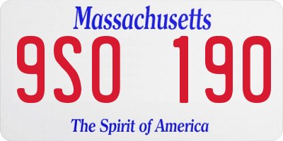 MA license plate 9SO190