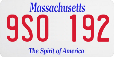 MA license plate 9SO192
