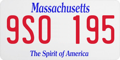 MA license plate 9SO195